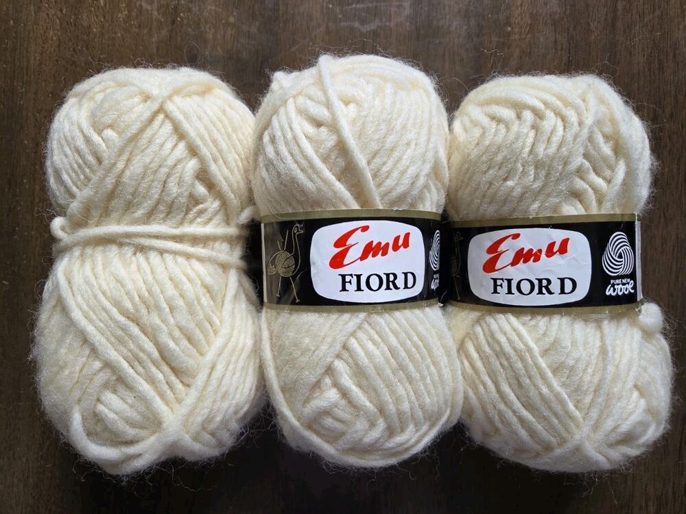 VTG EMU Fiord Pure New Wool Yarn Lot Of 3 Cream Ivory 50g Made In England